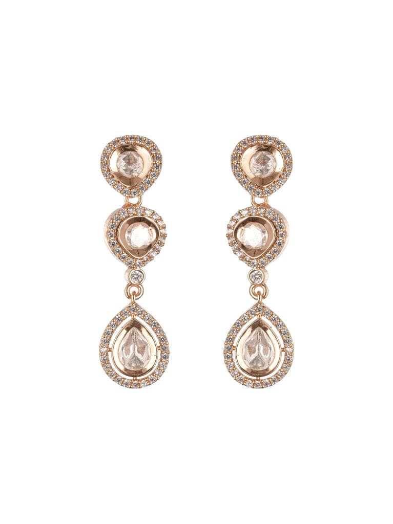 Gold Plated Kundan Polki Studded Designer Bridesmaid Minimal Necklace Jewellery Set view 6
