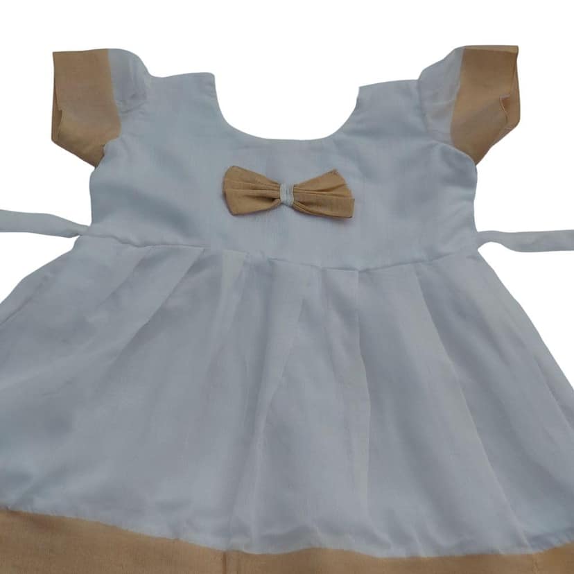 Mom and Me Baby Girls' Black, White Acrylic Cotton Dress Traditional Frock for 0-5 Years| Perfect for Makar Sankranti Pongal Pedda Panduga BOR Nahan (in, Age, 12 Months, 18 Months, Regular, White) view 2