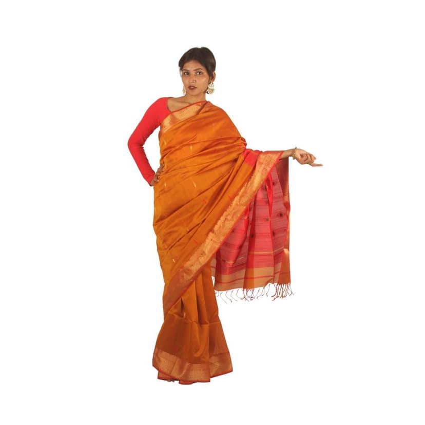 Radiant Mustard Maheshwari Charm | Handwoven Maheshwari Saree view 3