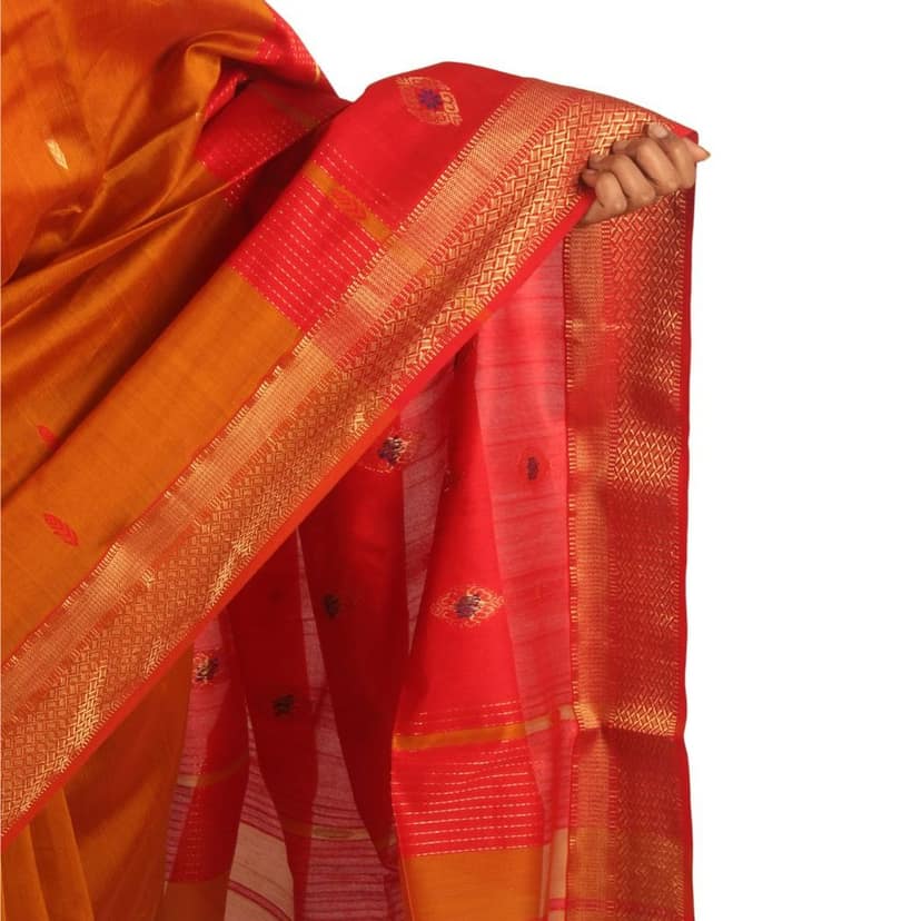 Radiant Mustard Maheshwari Charm | Handwoven Maheshwari Saree view 4