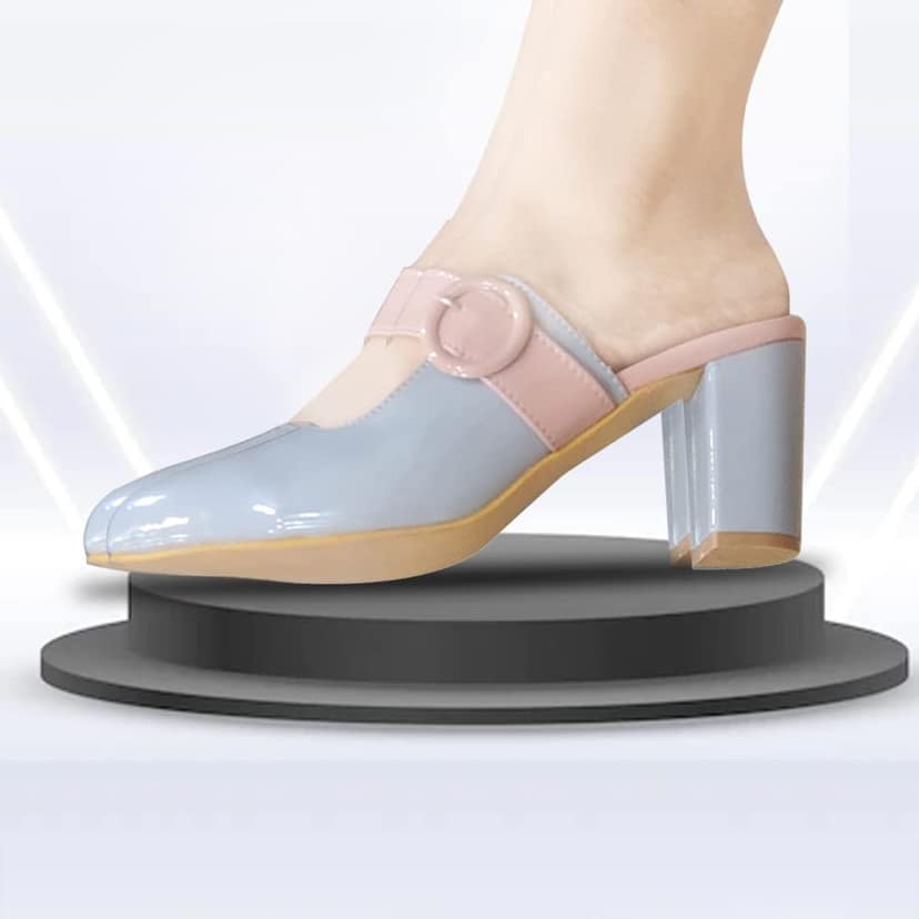 Peach Grey Fashion Sandals | Synthetic Comfortable and Stylish Block Slip On | For Casual Office Wear & Formal Party Wear Occasions 3 Inches Heel | For Women & Girls (numeric_5) view 4