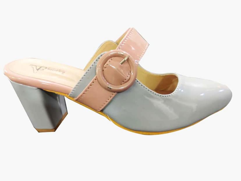 Peach Grey Fashion Sandals | Synthetic Comfortable and Stylish Block Slip On | For Casual Office Wear & Formal Party Wear Occasions 3 Inches Heel | For Women & Girls (numeric_5) view 5