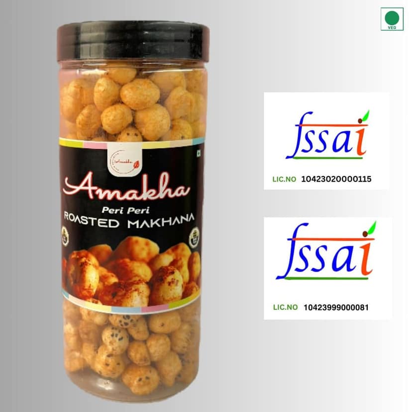 Amakha Roasted Flavoured Makhana Peri-Peri Flavour 140gms Jar view 3