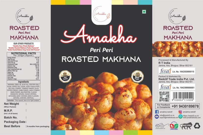 Amakha Roasted Flavoured Makhana Peri-Peri Flavour 140gms Jar view 4