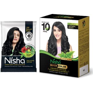 Nisha Quick Color Henna Based Hair 60gm with Natural Black Conditioning Herbal Care silky & Shiny Soft 10gm Each Pack (160 g)
