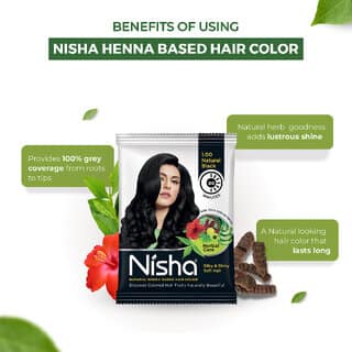 Nisha Quick Color Henna Based Hair 60gm with Natural Black Conditioning Herbal Care silky & Shiny Soft 10gm Each Pack (160 g) view 2