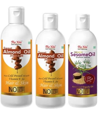 The Nile Almond Oil 150 Ml + 100 ML( 250 ML) + Sesame Oil 100 ML 350 mL Pack of 3