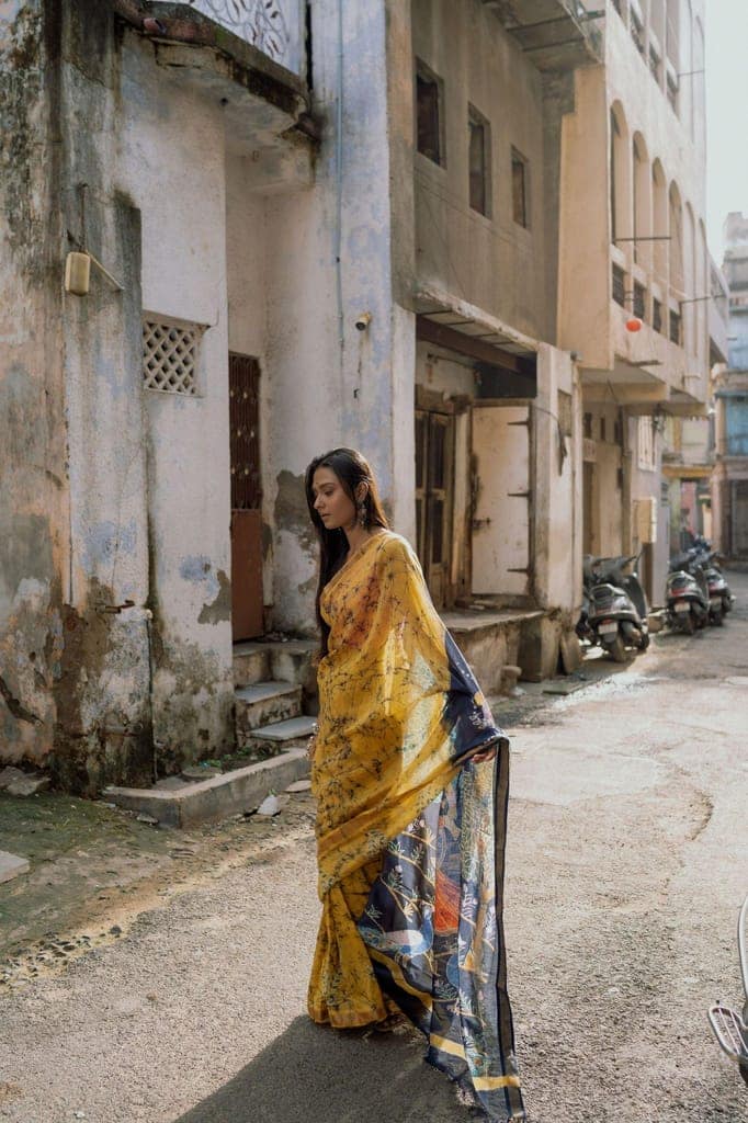 Dancing Ragini Narmada Batik silk cotton handcrafed saree