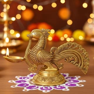 Brass Cock [Murga] Oil Lamp Deepak - Handcrafted Puja Diya for Home D?cor, Height : 6.4 Inch (BSMAS1158 A)