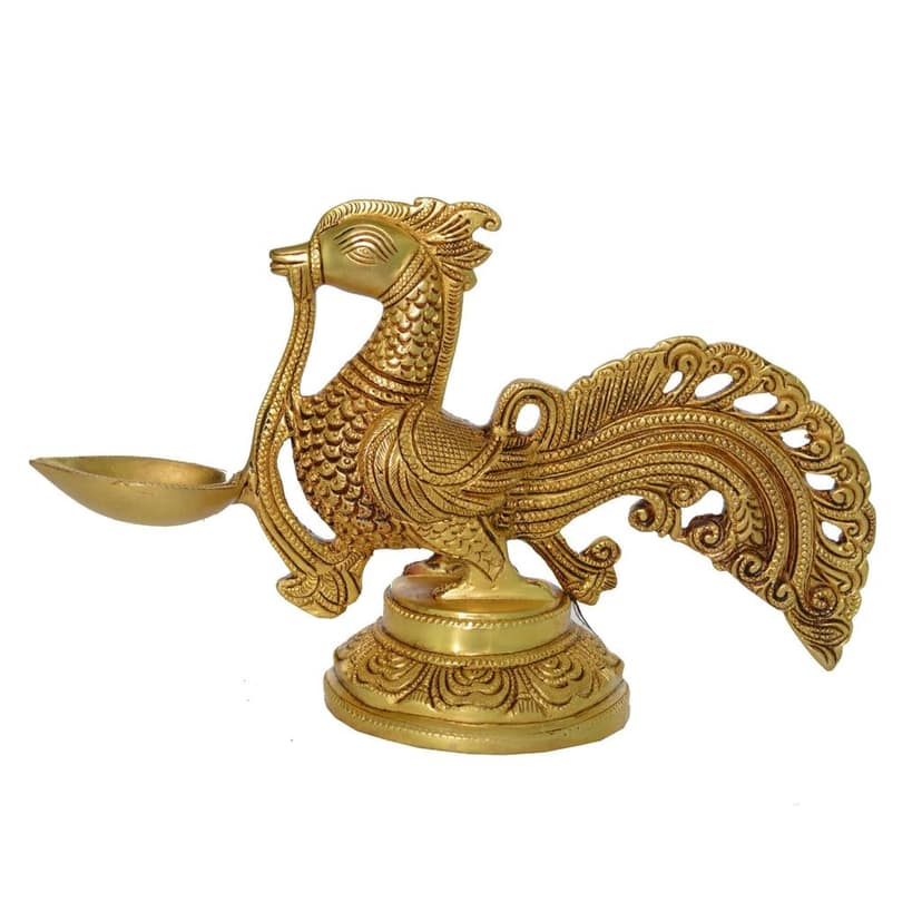 Brass Cock [Murga] Oil Lamp Deepak - Handcrafted Puja Diya for Home D?cor, Height : 6.4 Inch (BSMAS1158 A) view 2