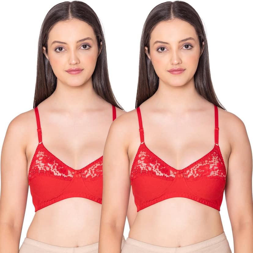 Bodycare polycotton wirefree adjustable straps designer net cup non padded bra-1535BB