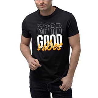 Trishoolin "Good Vibes" Quote Printed T-Shirt | Design 50106MB | Regular Fit | Crew Neck / Round Neck Half Sleeve | Pack of 1