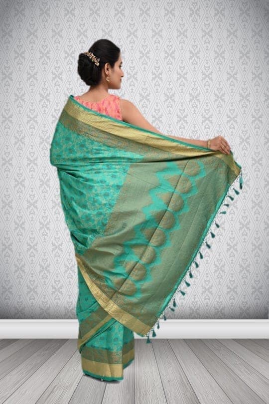 Green Semi Silk Saree With Modish Design view 2