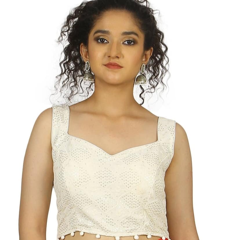 TheHangr Dyable White Embroidered Blouse - 38
