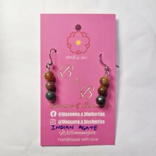 Handmade Indian Agate Bead Earrings