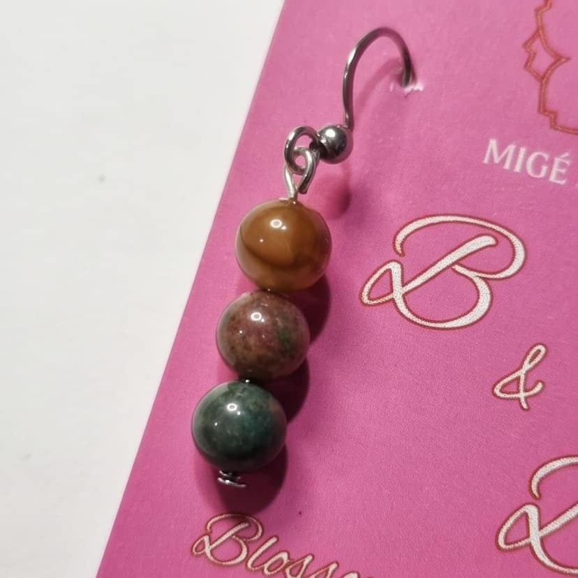 Handmade Indian Agate Bead Earrings view 3