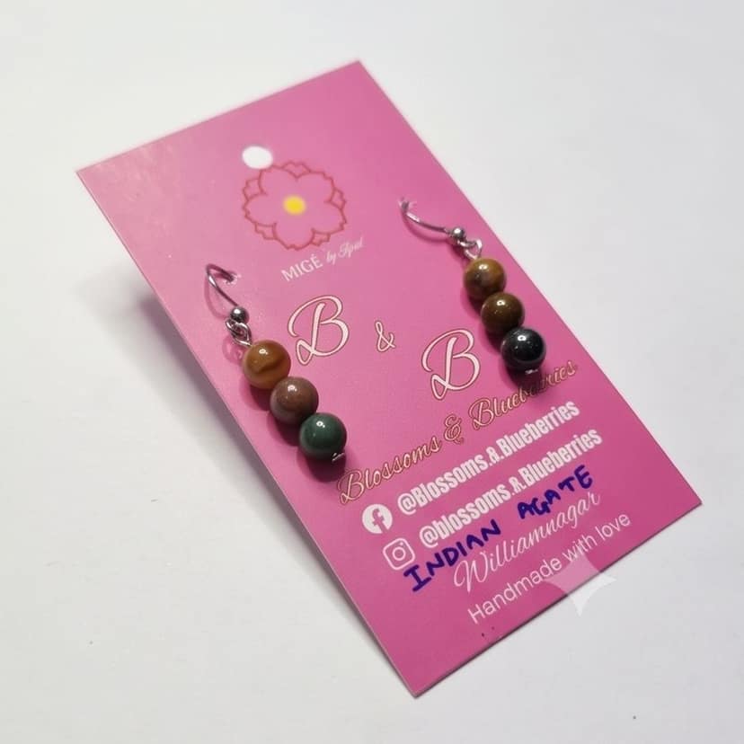 Handmade Indian Agate Bead Earrings view 4