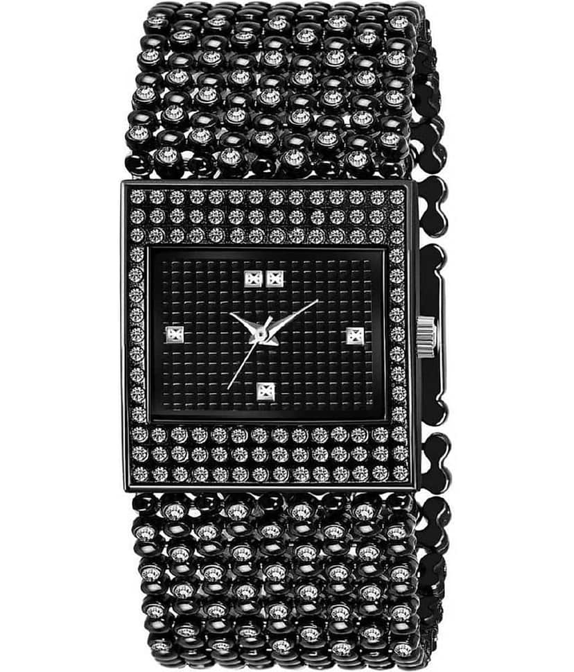 Viser Black Metal Analog Womens Watch
