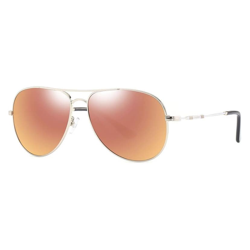 PARIM Polarized Unisex Aviator Sunglasses Golden::White Frame / Golden Lenses | SKU 12004 K1