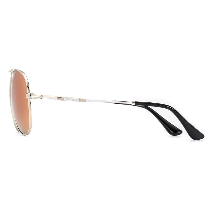 PARIM Polarized Unisex Aviator Sunglasses Golden::White Frame / Golden Lenses | SKU 12004 K1 view 3