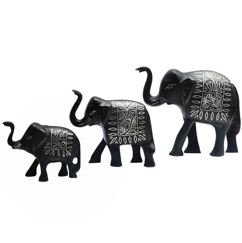 Bidri Work Elephant Family Three Piece Set (1TMTDCOKA08474)