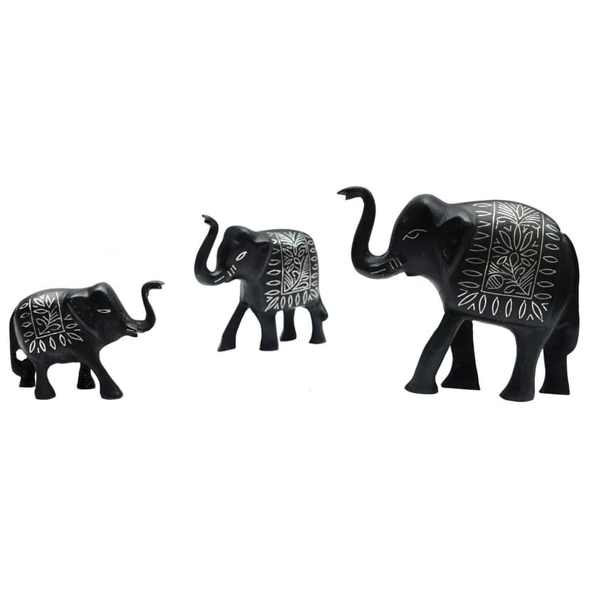 Bidri Work Elephant Family Three Piece Set (1TMTDCOKA08474) view 2
