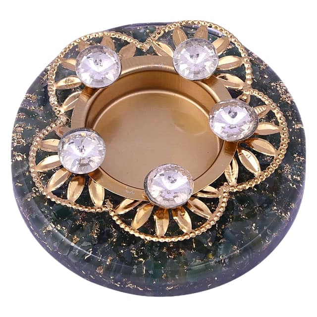 Tealight Holders with Natural Crystal Stone, Decorative,Votive Candle Holder, Tealight Candle Holder for Romantic Candle, Night, Dinner,Wedding,Bathroom, Diwali, Chirstmas(KI_076) by Krishna Impex view 2