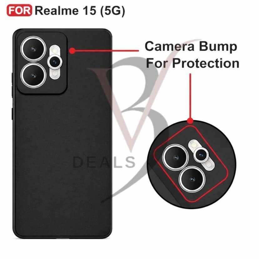 V3Deals Silicone Sand Blast Back Cover Compatible for Realme 15 5G, Raised Camera Bump Protection, Slim Lightweight Design with Velvet Fabric Lining | Silicone Shockproof | Matte Grip Case view 5