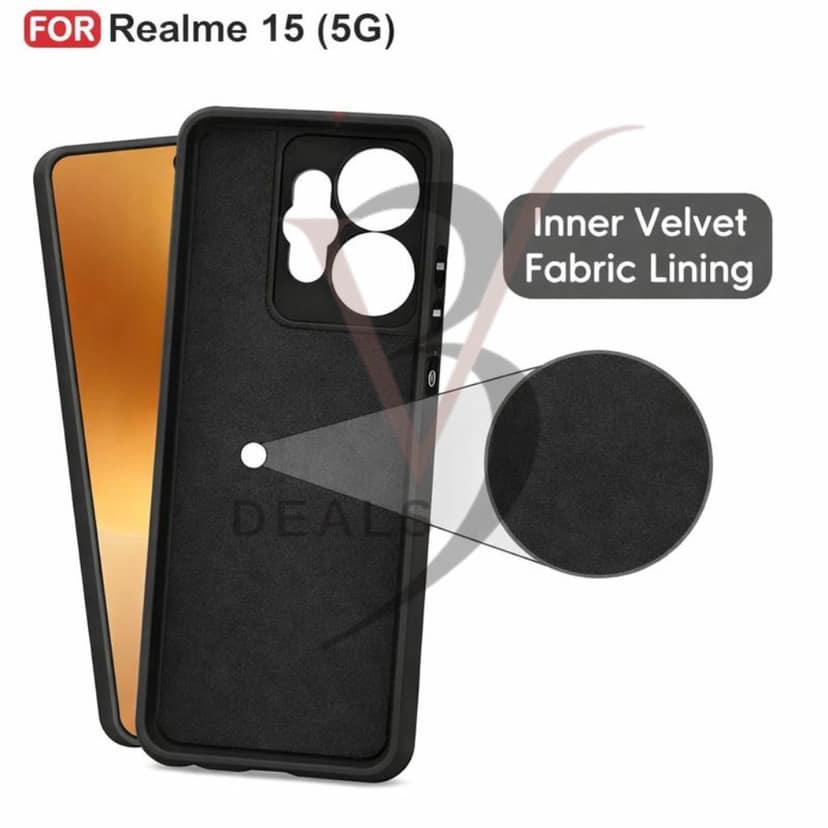 V3Deals Silicone Sand Blast Back Cover Compatible for Realme 15 5G, Raised Camera Bump Protection, Slim Lightweight Design with Velvet Fabric Lining | Silicone Shockproof | Matte Grip Case view 7
