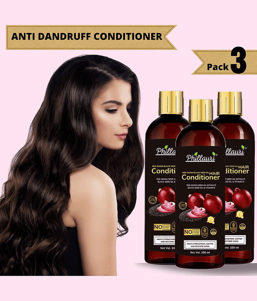 Phillauri Red Onion Conditioner for Shiny, Smooth & Healthy Hair Deep Conditioner 300 mL Pack of 3