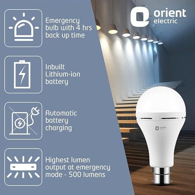 Orient Electric Emergency 12W LED Lamp Cool White Light view 3