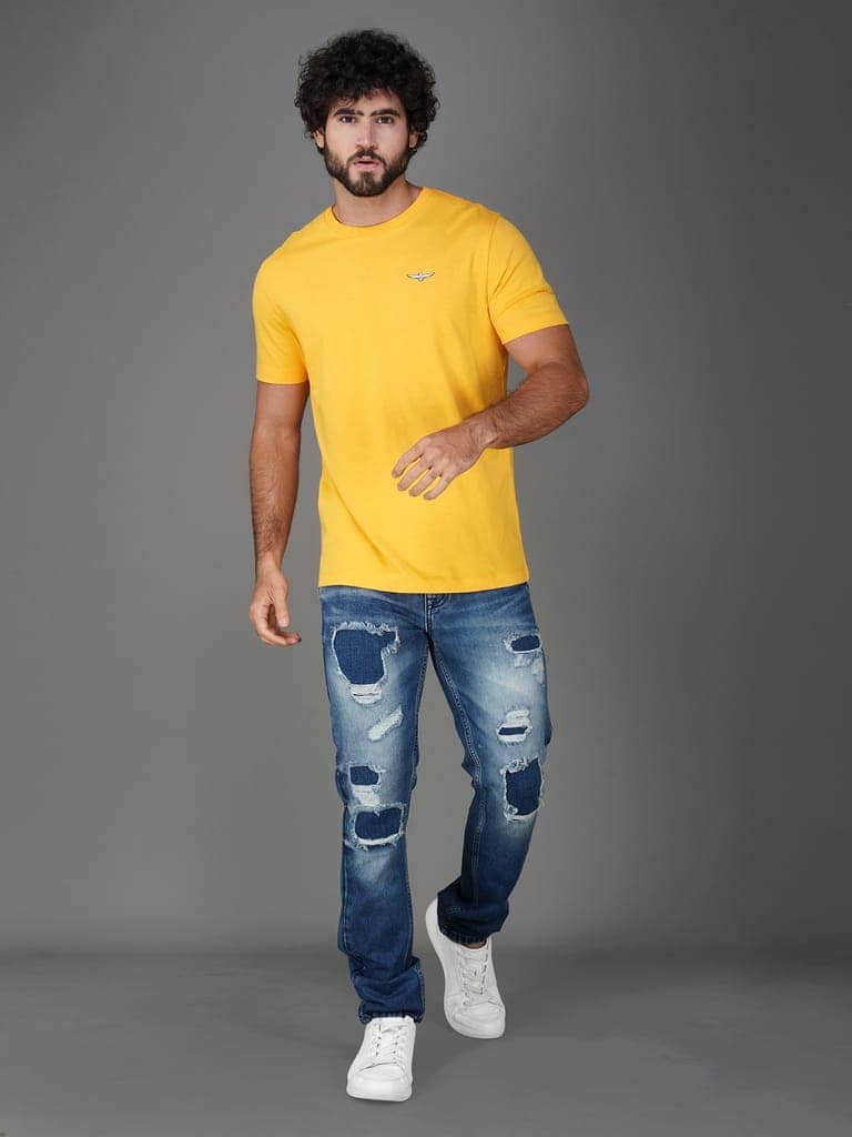 Men's Casual Cotton Jersey Tee-European Fit Yellow view 5