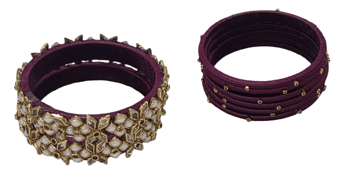oxidized gold plated maroon lac bangles view 4