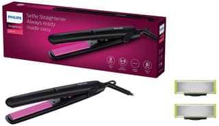 PHILIPS HP8302 Selfie Straightener, Black & Philips Oneblade Replaceable Blade Pack Including 2 Replaceable Blades, Qp220/51 (Lime) PHILIPS HP8302 Selfie Straightener, Black & Philips Oneblade Replaceable Blade Pack Including 2 Replaceable Blades, Qp220/