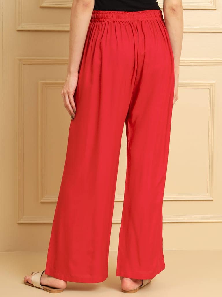 Soft Colors Regular Fit Pocket Palazzo (Magenta) view 6