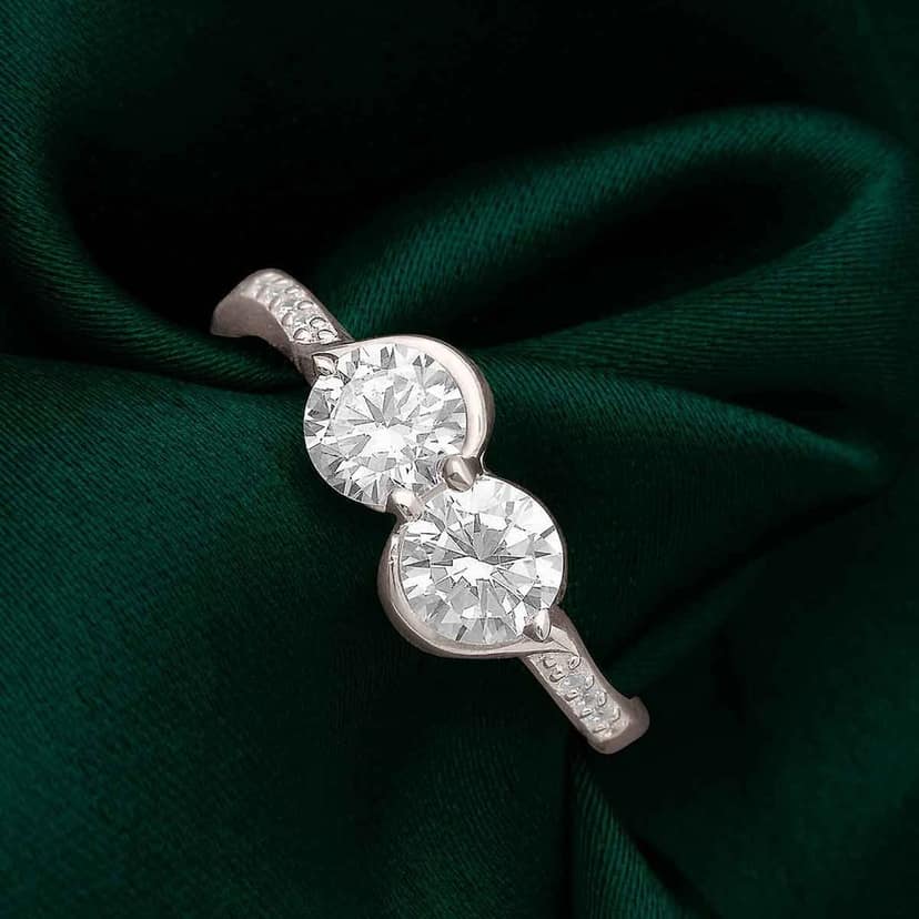 Silver Crystal Cuddle Adjustable Ring view 3