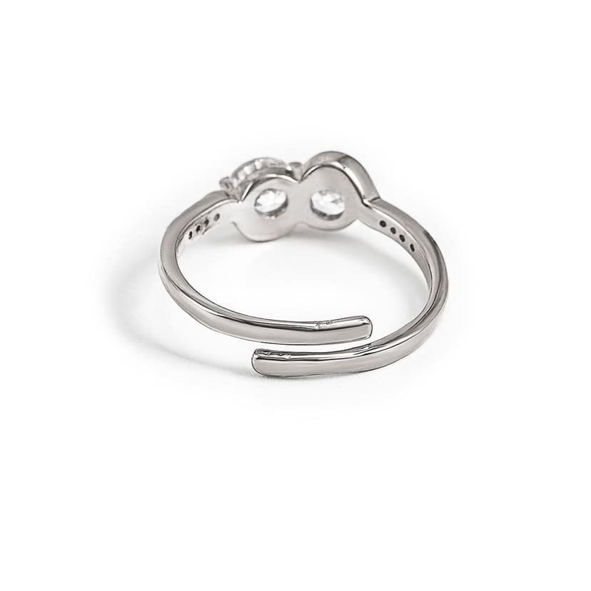 Silver Crystal Cuddle Adjustable Ring view 5