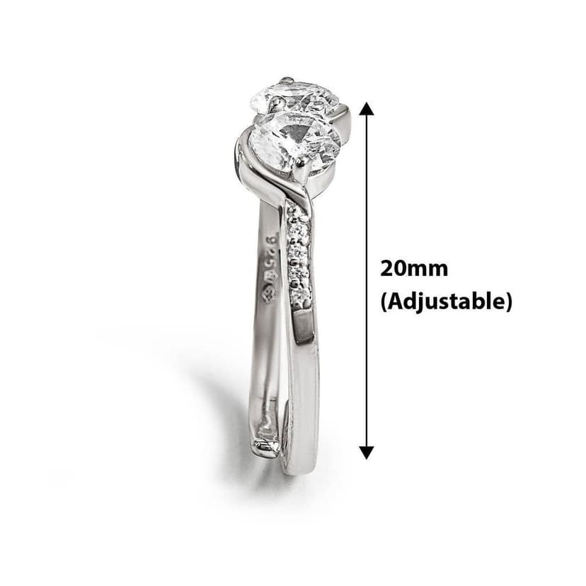 Silver Crystal Cuddle Adjustable Ring view 7
