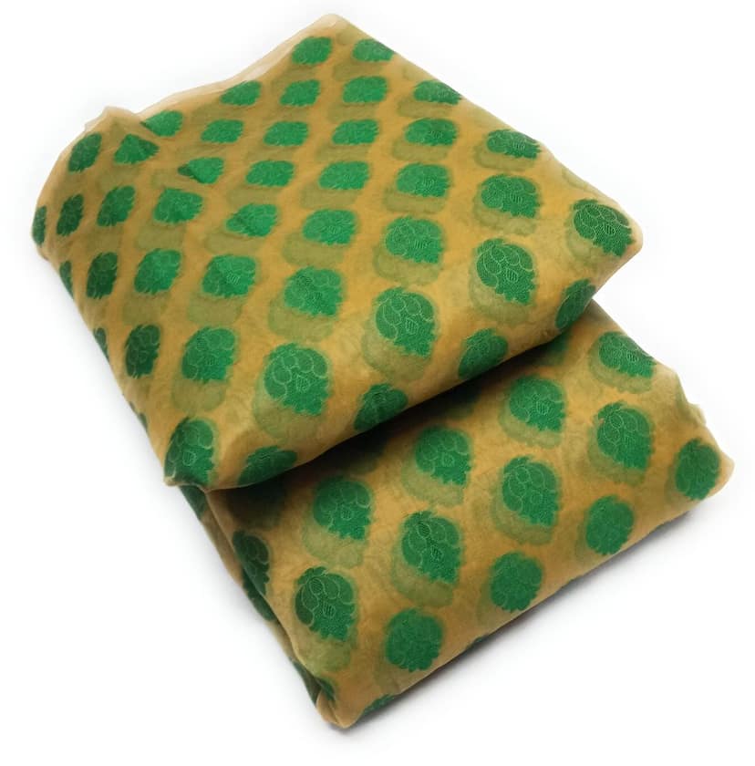 Women Chanderi Blend Cotton Banarasi Fabric for Blouse, Ethnic Wear, Evening Gowns, and Home Decor