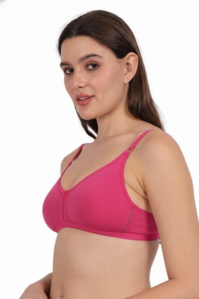 WAONY Women's Seamless Non-Wired T-Shirt Bra – Full Coverage Cotton Blend Comfort Bra with Mesh Detailing & Adjustable Straps view 5