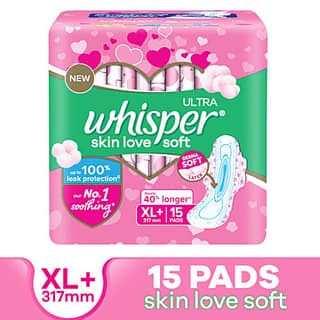 Whisper Ultra Soft Air Fresh Sanitary Pads With Wider & Longer Back XL Plus - 15 pcs