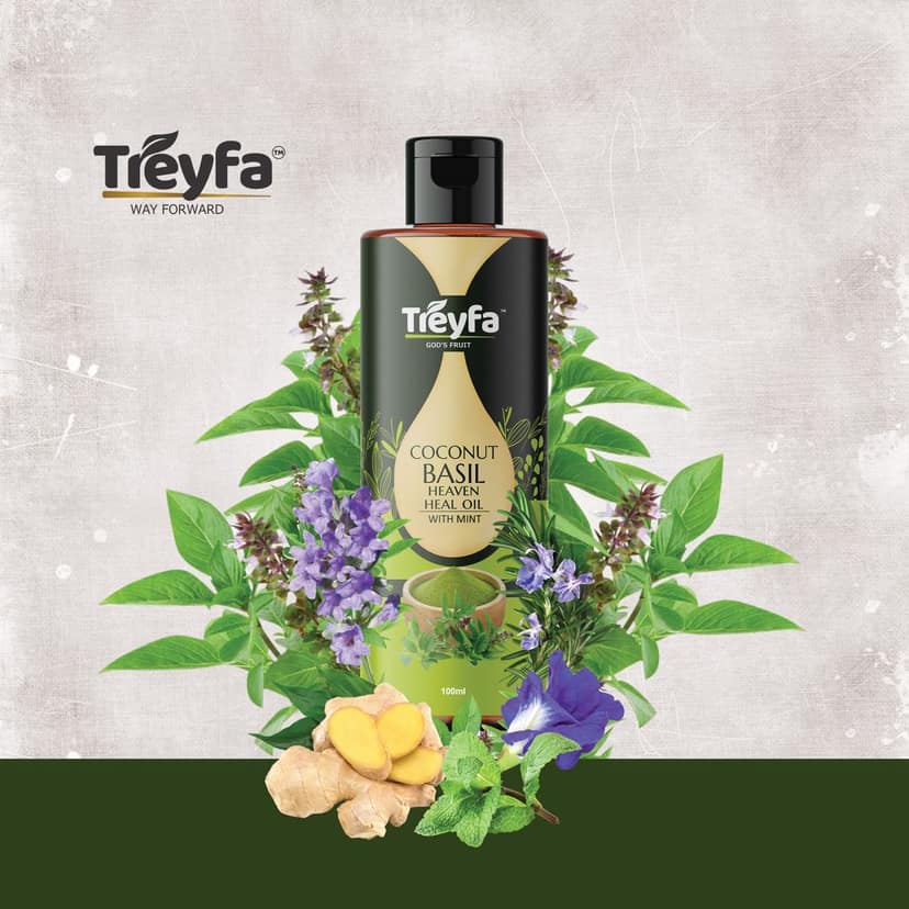 Treyfa Coconut Basil heaven heal oil for ultimate skin, hair and body care(100ml) view 5