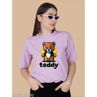 Wexam Style Women Lavender Printed Round Neck Short Sleeve Top