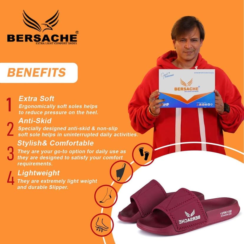 Bersache Extra Soft Classic Casual with Back Strap Regular wear with Ultra Soft & Flexibility Technology Slipper for Men's view 2