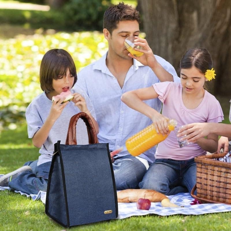 LOREM Linen Bliss: Textured Insulated Tiffin Bag/Lunch Bag view 2