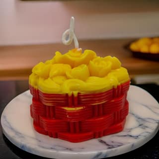 SS ENTERPRISE Decorative Large Rose Scented Candle | Diwali Rose Basket Candle | SOYA Wax | Rose Scented Candle