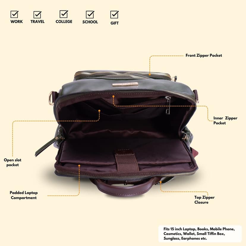 VISMIINTREND Women Bags | Stylish College Backpack | Backpack for Office Use | Travel Backpack | Vegan Leather | Waterproof | Laptop Backpack view 8