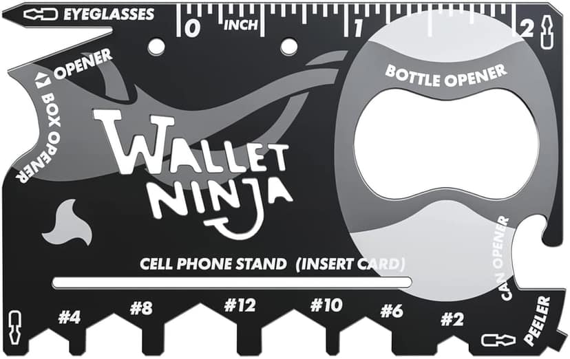 Alloy Steel Wallet Ninja 18-In-1 Survival Tool Kit Multifunction Useful & Credit Card Style, Bottle Opener