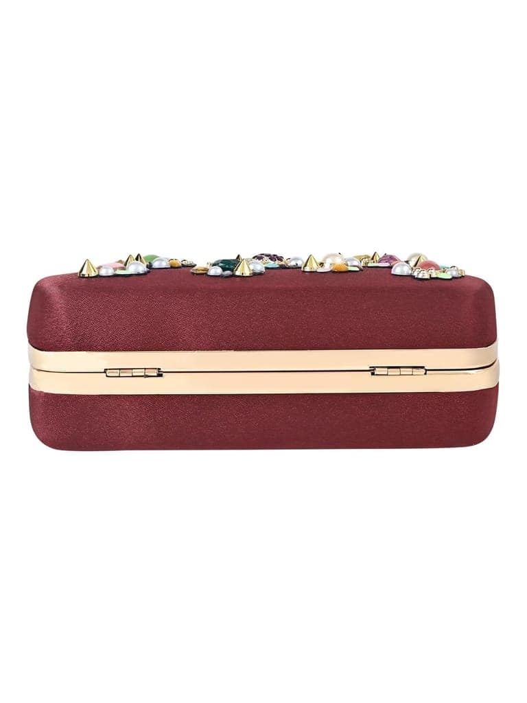 Vdesi Multi Embellishments Maroon Clutch view 4