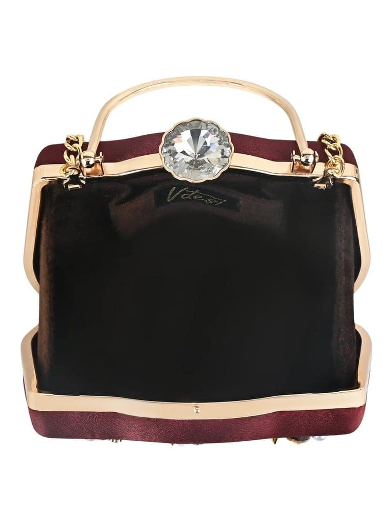 Vdesi Multi Embellishments Maroon Clutch view 5
